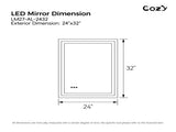 24"x32" LED Bathroom Mirror, Front-Lit and Back-Lit, 3 Color Tem Adjustable, Brightness Memory, 11688856