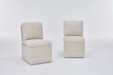 Linen Upholstered Armless Dining Chair with Casters and Storage space-set of 2,BEIGE W2069P288877