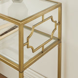 Grifton Rectangular Antique Gold Metal and Glass Accent Table B050P364437