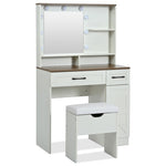 ZUN Farmhouse Makeup Vanity Desk with Mirror and Lights, 3 Lighting Modes, Vanity Set with Stool, 45077728