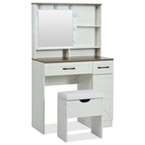 ZUN Farmhouse Makeup Vanity Desk with Mirror and Lights, 3 Lighting Modes, Vanity Set with Stool, 45077728