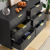 ZUN Modern black 6 Drawers for Bedroom, Small Size Modern 6 Drawer Dresser, Wide Chest of Drawers with W1706P189830