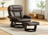 PU Leather Swivel Recliner, Reclining Chair with Footrest, Dark Brown 49357863