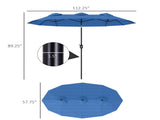 Outsunny 9.5' Double-sided Patio Umbrella with 3 Air Vents, Tilt and Crank, Outdoor Umbrella, Navy W2225P485595