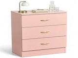 3-Drawer Chest with Faux Rose Gold Handles Drawer Dresser 22.05*12.99*25.98in Pink 03954051