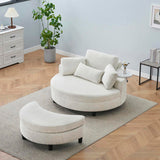 51-inch beige corduroy sofa with two throw pillows and a waist pillow with an extra tray for W1658P143720