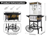 12oz Commercial Popcorn Machine with Cart, 3 Control Buttons Electric Popcorn Maker, Comes with 3 W2841P392621