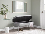 Contemporary Storage Bench in Chrome Metal and Grey Faux Leather B202P223834
