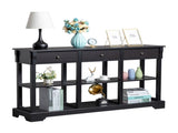 Console Sofa Table with Ample Storage, Retro Kitchen Buffet Cabinet Sideboard with Open Shelves and 25351153