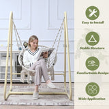 ZUN Swing Chair Handmade Macrame Swing Hammock Chair with Stand 17162944