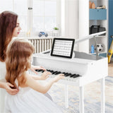 White Kids Piano 30-Key Wood Toy Kids Grand Piano with Bench and Music Rack 66135554