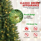 Artificial 6ft Green pencil Christmas Tree with 358 PVC Branch Tips, 150L Warm white led, Foldable 43674969