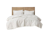 King/Cal King Embroidered Medallion Faux Fur Ultra Plush Comforter Mini Set B03597034