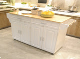 Kitchen Island & Kitchen Cart, Mobile Kitchen Island, Rubber Wood Top, Big & Adjustable Shelf Inside 65915500