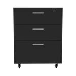 ZUN Medford 3-Drawer Rectangle Chest with Caster Black Wengue B06280346