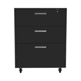 ZUN Medford 3-Drawer Rectangle Chest with Caster Black Wengue B06280346