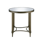 ZUN ACME Aditya End Table, Mirrored & Antique Brass Finish LV02736