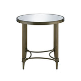 ZUN ACME Aditya End Table, Mirrored & Antique Brass Finish LV02736