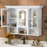 47" Wall Mounted Bathroom Cabinet with Mirror, Cabinet with 3 Adjustable Shelves and 3 Open N710P264268K