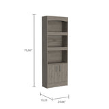 Simma Bookcase, Metal Hardware, Three Shelves, Double Door Cabinet -Light Gray B20091982