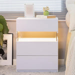 ZUN LED Nightstands 3 Drawer Dresser for End Table with Acrylic Board LED Bedside Tables for W2371P173484