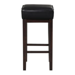 ZUN Transitional Black Faux Leather Seat 29-inch Pub Height Stools Set of 2, Espresso Finish Solid Wood B011P231743