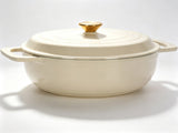 Cast iron 6QT cooking pot - ceramic white - comes with two silicone gloves - Enamel pot 98601897