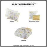 5 Piece Seersucker Comforter Set with Throw Pillows Yellow Full/Queen B035P148356