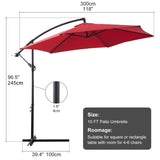 ZUN 10ft Cantilever Patio Umbrella, Offset Hanging Outdoor Table Umbrella with Tilt Crank, 6 Sturdy 76910800