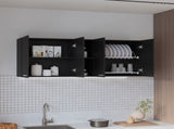 Menlo 59-inch Four Swing Doors Wall Cabinet Black Wengue B06280515