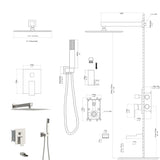 Shower System with Waterfall Tub Spout,10 Inch Wall Mounted Square Shower System with Rough-in W124381914