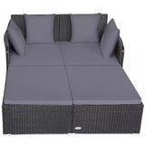 Gray Outdoor Rattan Daybed with Upholstered Cushions 69162762