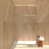 ZUN S-RM6076TC 56-60"W x 76"H Sliding Shower Door, Frameless Glass Shower Door with Chrome Hardware, W1865P189852