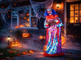 5.6FT Halloween Animatronic Clown, Sound & Button Activated, Animated Moving Clown with Flashing Red 22346544