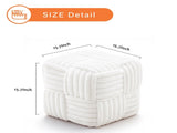 Square Ottoman Foot Stool Corduroy Vanity Chair Bench with Padded Woven Footrest for Entryway Living 32381225
