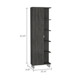 Urano Mirror Linen Cabinet, Four Interior Shelves, Five External Shelves -Smokey Oak B07091990