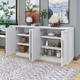 ZUN TREXM Sideboard with 4 Doors Large Storage Space Buffet Cabinet with Adjustable Shelves and Silver N715P192557K