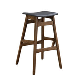 ZUN Dark Grey and Natural Walnut Bar Height Stool B062P153518