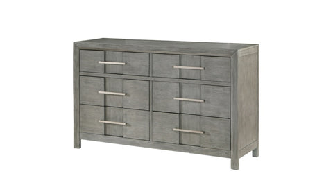 ZUN Kenzo Modern Style 6-Drawer Dresser Silver Coated metal Handles made with wood in Gray Color B009139192