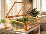 37" x 25 x 16 Wooden Cold Frame Greenhouse with Adjustable Polycarbonate Roof, Portable Mini Hot 69295096