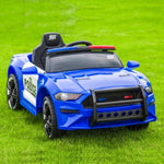 ZUN 12V Kids Ride On Car ,Police sports car,2.4GHZ Remote Control,LED Lights,Siren,Microphone,Blue 33746800