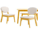 1 Table 2 Chairs 1 Bench Dining Set, Rubber Wood Frame with Beige Upholstered Seats, Natural Wood 59560900