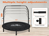 High-Quality Adjustable Foam Handle 1 Mini Trampoline 40" - Supports Up To 400lbs, Black Rectangular 71240798