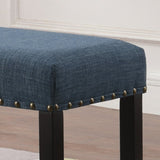 ZUN Biony Fabric Dining Bench with Nailhead Trim, Blue T2574P164610