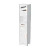 Tall Bathroom Floor Cabinet,Narrow Slim Freestanding Cabinet with 1 Drawer and 2 Doors T3210P293446