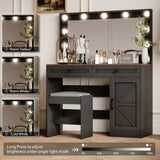 43.4"Makeup Vanity Table, Makeup Table with Large Mirror and 11 LED Light , Brightness Adjustable, W2386P199525