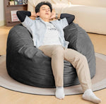 ZUN Bean Bag Chair 4Foot Luxurious Velvet Ultra Soft Fur with High-Rebound Memory Foam for Adults Plush W2510P206556