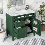 36'' Bathroom Vanity with Top Sink, Modern Bathroom Storage Cabinet with 2 Drawers and a Tip-out N710P230246F