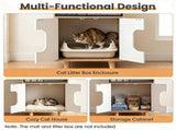 Natural & White Hidden Cat Litter Box Furniture, Elevated Cat Lounge Top Enclosed Cat Washroom 77964304
