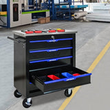5 DRAWERS MULTIFUNCTIONAL TOOL CART WITH WHEELS-BLACKBLUE W1102P182232